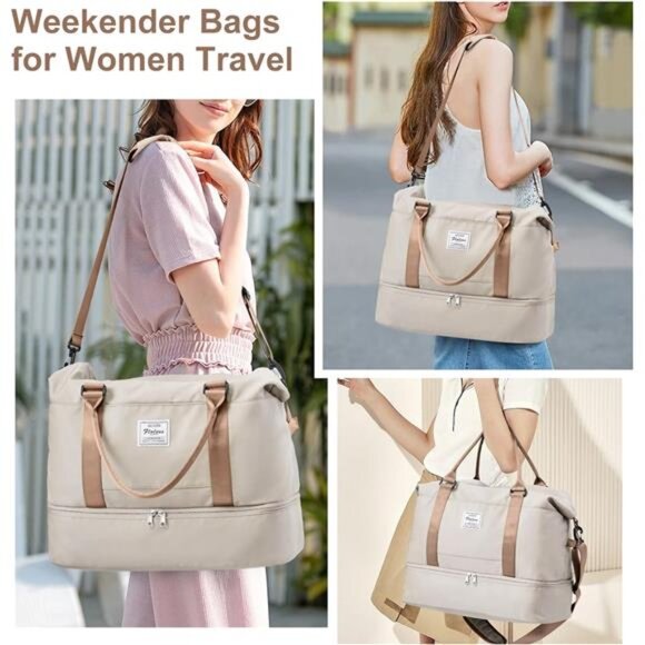Weekender Bags for Women, Travel Duffel Bags with Shoe Compartment,Personal Bag - Picture 2 of 7